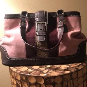 Authentic pink coach suede doctors bag nice sz lg